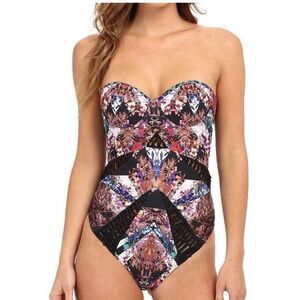 Beach Riot Diamond Moonshine Bustier Macrame strapless swimsuit Size Small